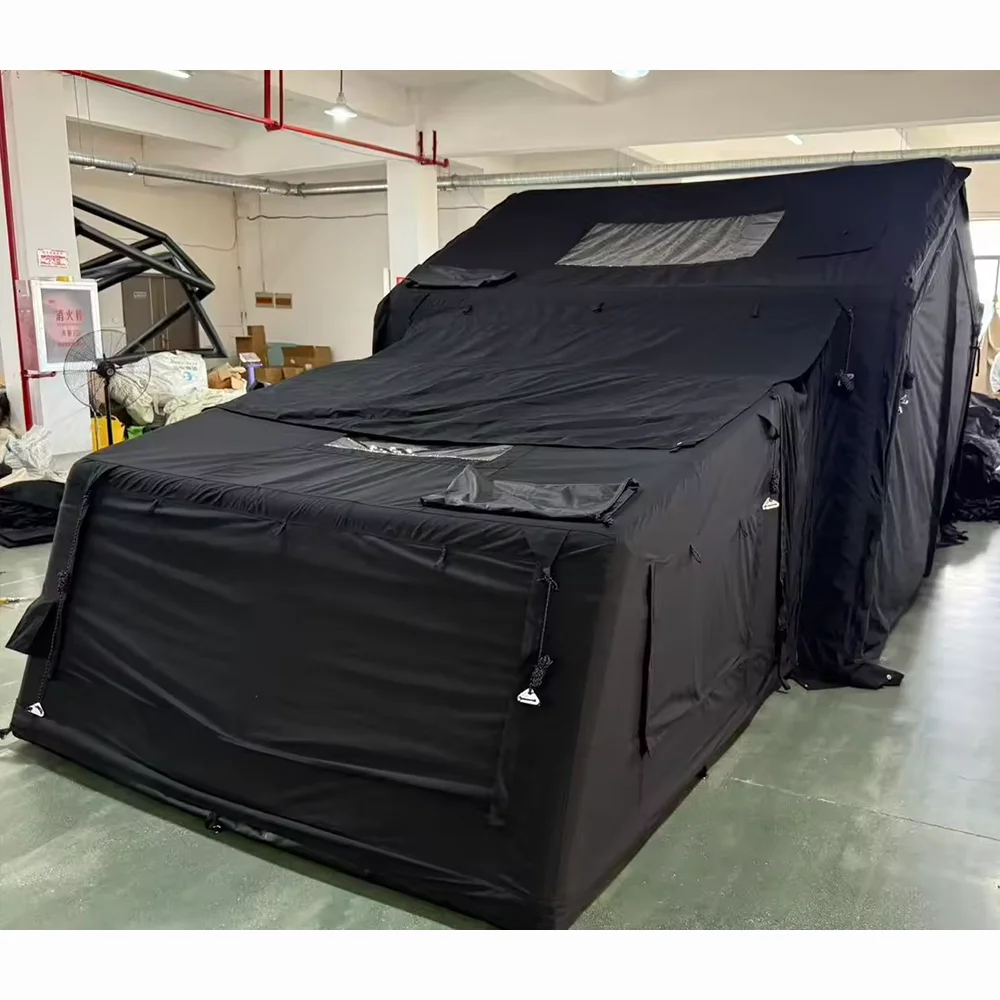 Black Inflatable Marquee Instant up Family Tent Foldable Polyester Cotton Fireproof Camper Blowup Cabin Tent for Club Party Eent