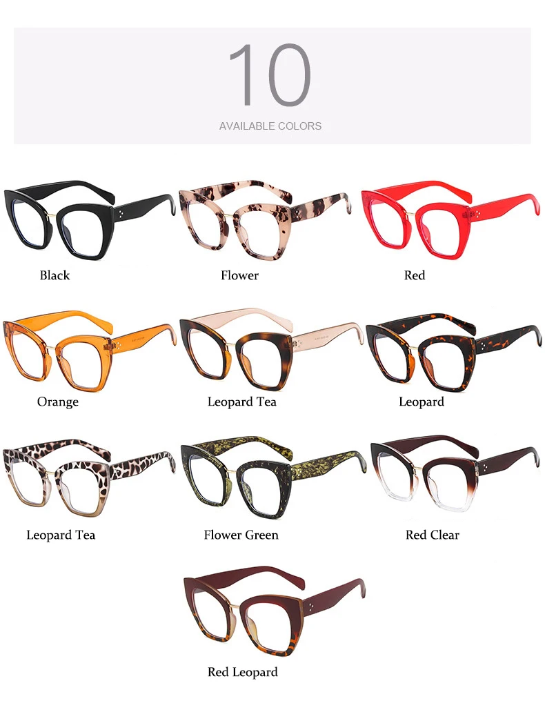Rote Lesebrille im Cat-Eye-Design mit Blaulichtfilter, Transparenter Brillenrahmen, Übergroße Computerbrille – Detail 10