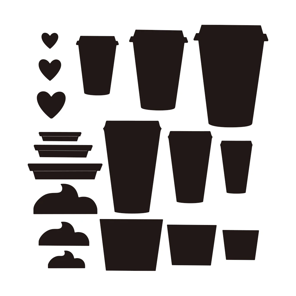Different Milk Tea Coffee Cup Metal Cutting Dies Set Love Heart Mould Knife for DIY Shaker Paper Cards Crafting 2023 Hot Sale
