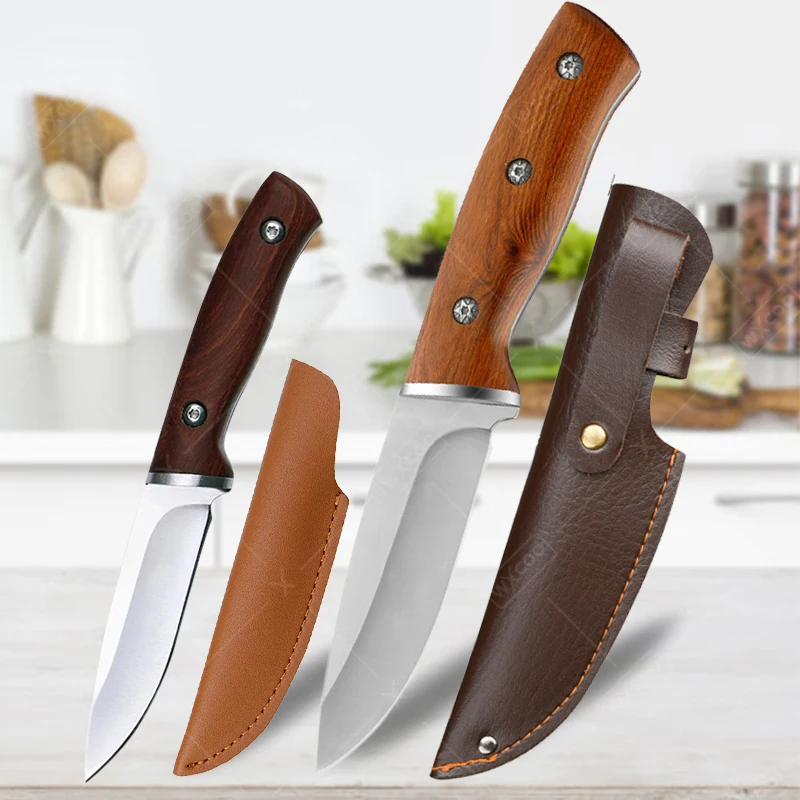 Professional Kitchen Knives Meat Cleaver Stainless Steel Pocket Boning Knife Fruit Knife Butcher Vegetable Slicing with Sheath