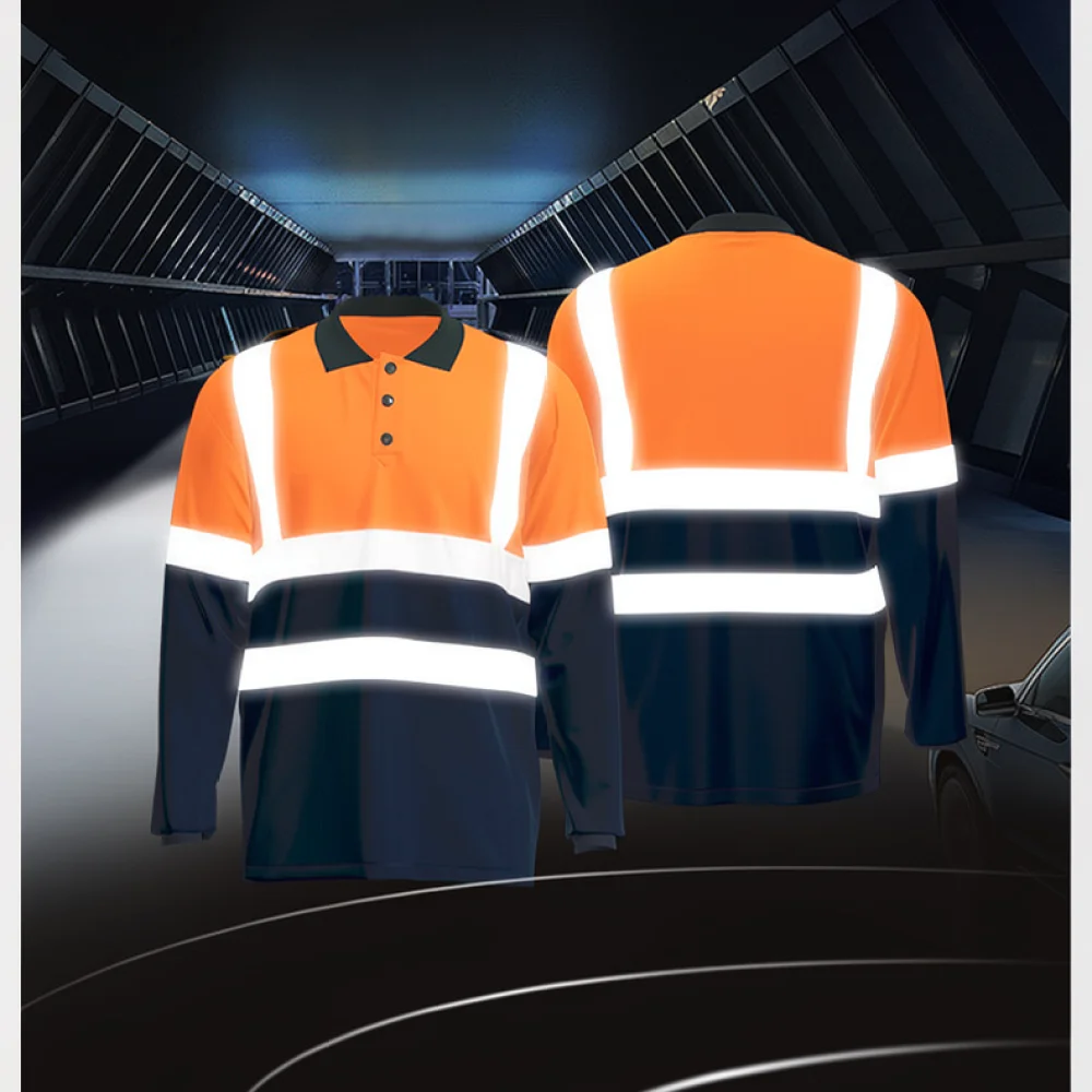 For For Lingxing Reflective Safety Polo Shirt Long Sleeve High Visibility Apparel For Outdoor Construction Work Uniform
