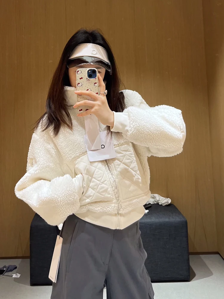 

Jisoo ort Thiened Lamb Fur Jaet с воротником-стойкой на молнии, женское теплое пальто для хлеба, корейское длинное пальто с прямой трубкой