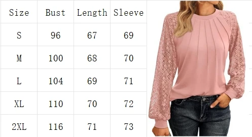Elegant Lace Pleated Solid Color Shirts Women's Round Neck Lantern Long Sleeved Blouse Autumn Daily Casual Top