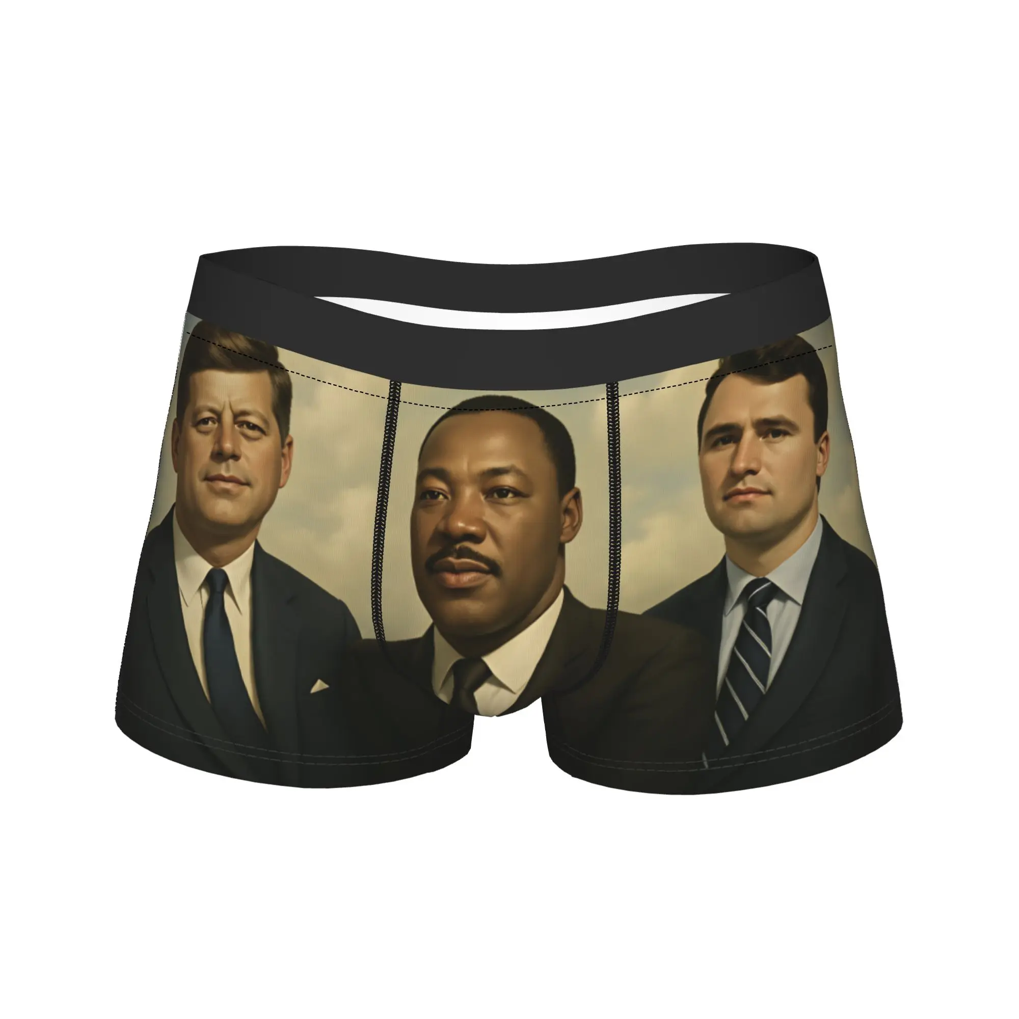 Charlie Kirk Martin Luther King John F Kennedy Portrait Underwear Calzoncillos tipo bóxer para hombre, calzoncillos elásticos con estampado, calzoncillos de talla grande