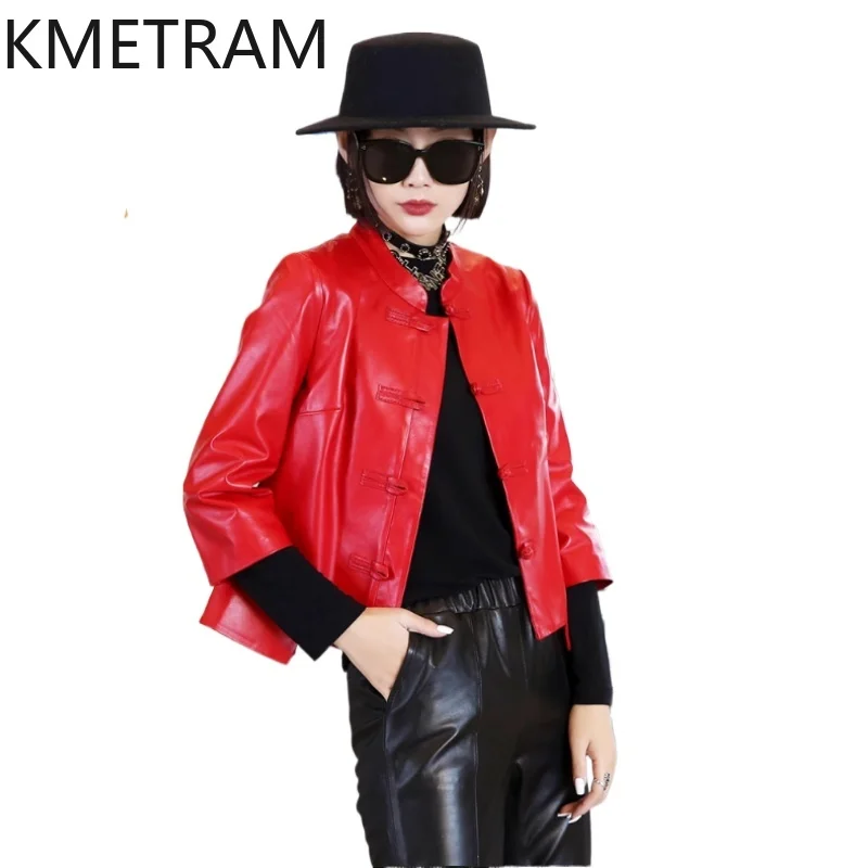 100 % obere Schicht aus Schaffelljacke für Damen, chinesischer Stil, echte Lederjacken für Damen, kurze Oberbekleidung, Herbstkleidung, 2025 Pinterбка