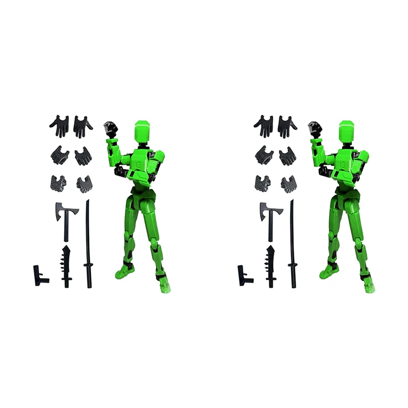 

WOWFU-2X Robot Action Figure, 3D Printed With Full Articulation For Stop Motion Animation Green