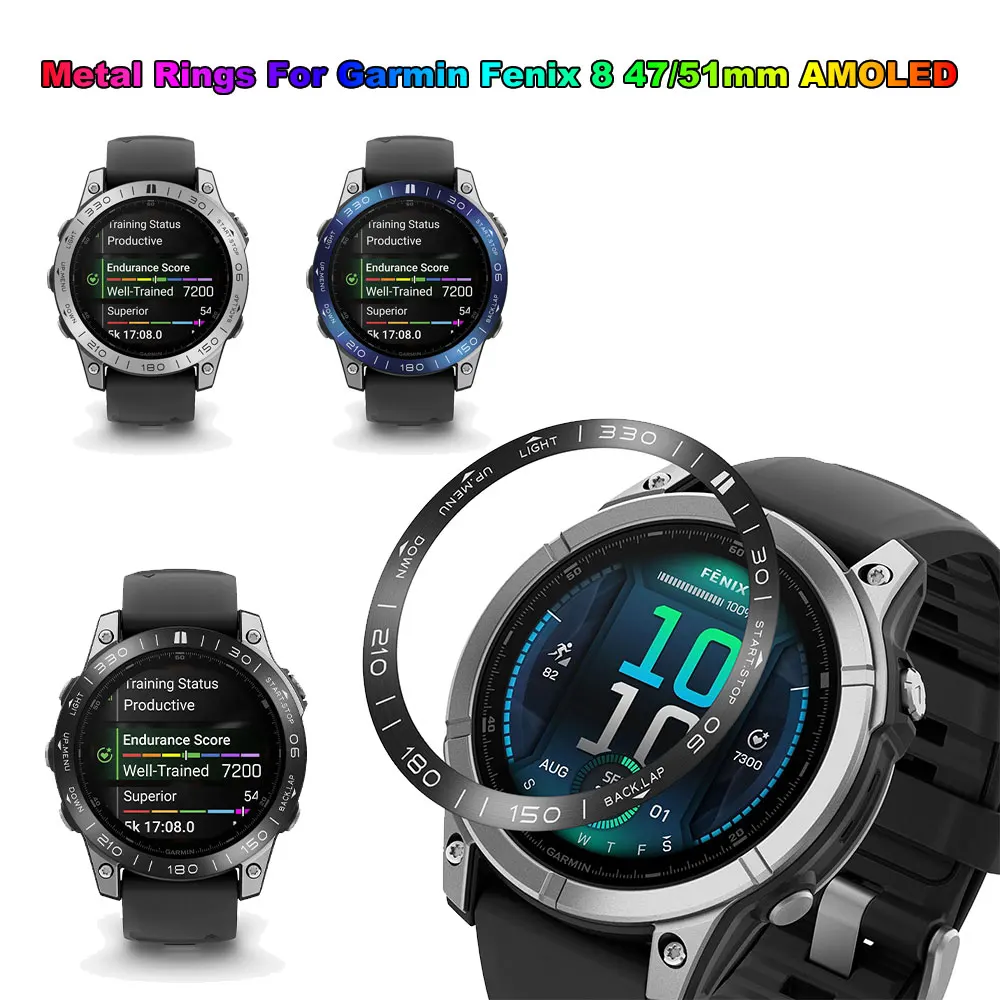 Metal Rings For Garmin Fenix 47/51mm AMOLED Stainless Steel Bezel Protection Watch Case Bumper Rings Decoration Watch Accessory