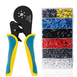 Ferrule Crimping Tool Kit,WOZOBUY 16-6N Square Crimping Tools, Ratchet Jaw Wire Crimping Pliers AWG 28-5 (0.08-16mm²)