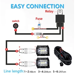 ATV Motorcycle Cable Wire Harness LED Lamp Spotlights Headlamp On-Off Compatible For Car Boat Truck