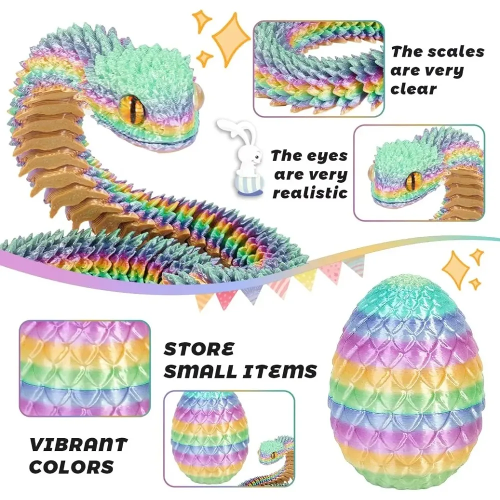 3D Printed Animals Snake Toys 3D Animal Model Ornaments Desktop Home Animal Decoration Desktop Accessories Creative