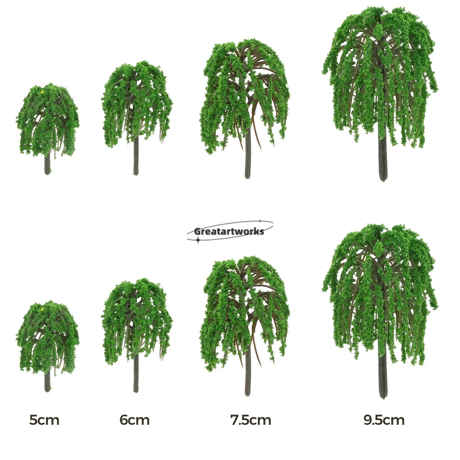 20pcs Mini Willow Trees Scenery Artificial Plant Models 5/6/7.5/9.5cm DIY Toys Micro Railway Landscape Building Forest Layout