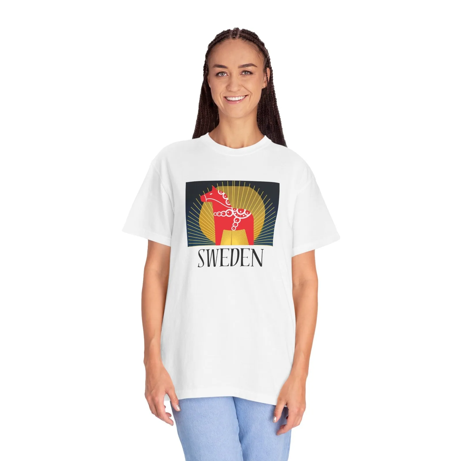 Sweden Dala Horse Graphic Tee, Unisex Crewneck T-Shirt - Swedish Shirt