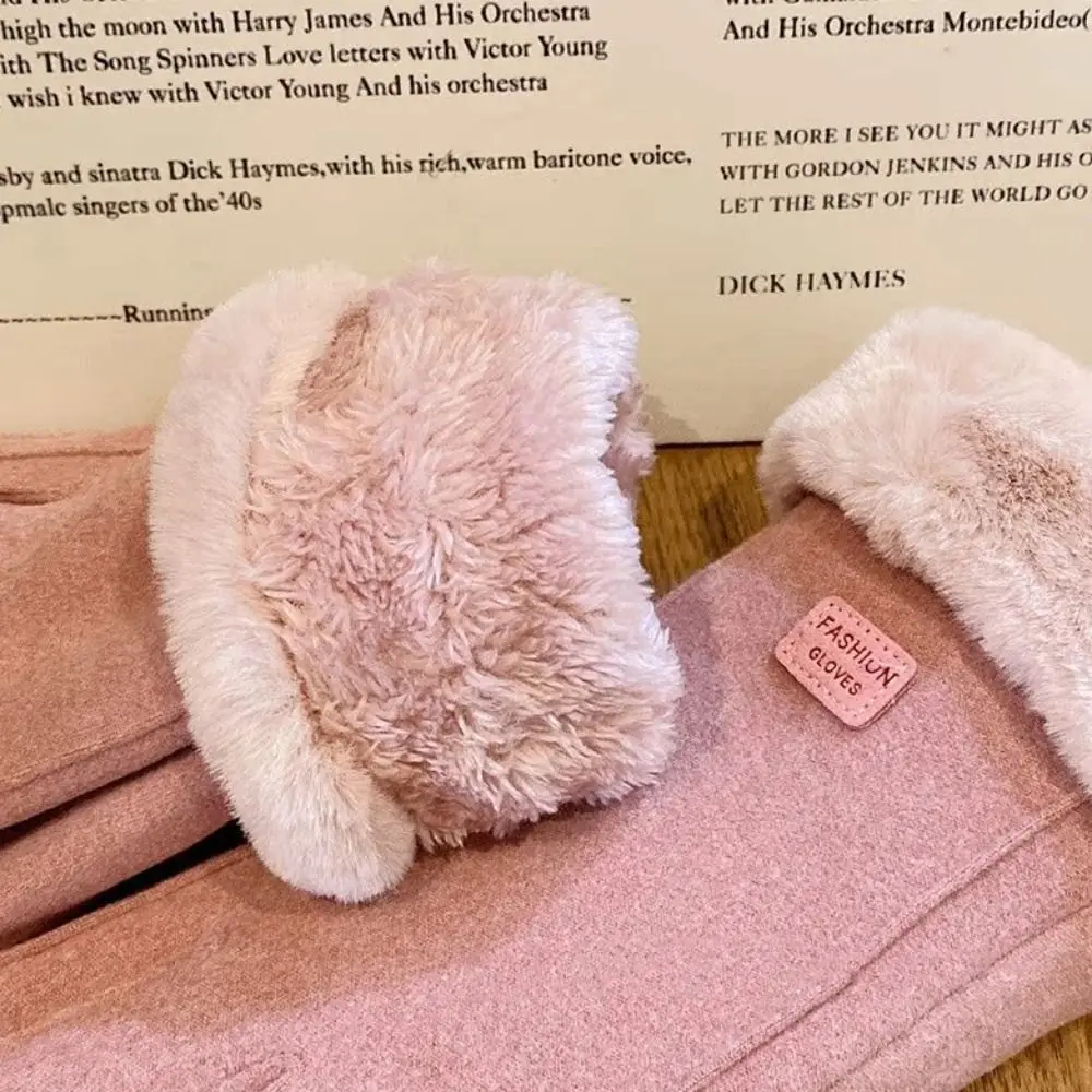 Niedliche Samt-Plüschhandschuhe, weiche, winddichte Winterhandschuhe, warme, dicke Damen-Fäustlinge für den Außenbereich