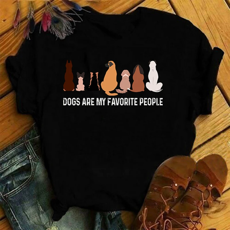 Dogs Are My Favorite People Printing T Shirt Unisex Casual Tops Harajuku Short Sleeve