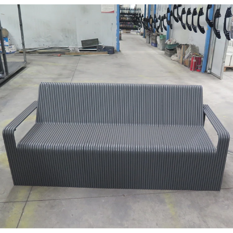 Modern Curved Tube Aluminum Outdoor Sofa Bench Public Park Leisure Bench Weatherproof Patio Lounge Seating Gym