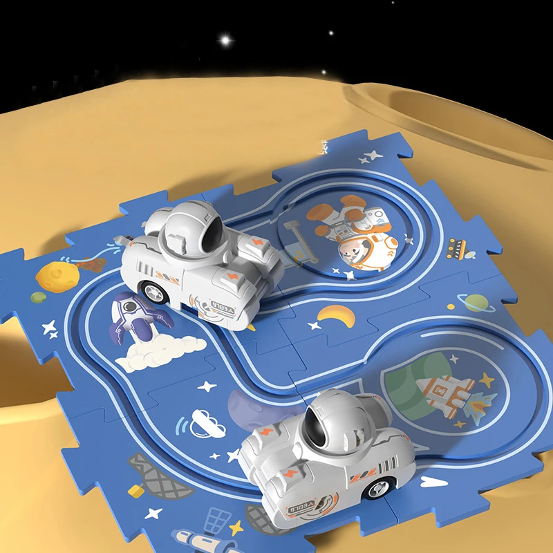 5/9/13 Stuks Kinderen Diy Spoor Speelgoed Auto Astronaut Minin Auto Set Kids Montage Puzzel spoor Tanks Auto Jongen Meisje Speelgoed Verjaardagscadeau