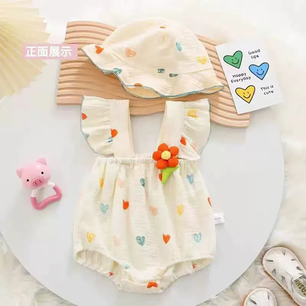 

Summer toddler baby girls clothes rompers for newborn infant girls clothing outfits sets camisoles flower jumpsuits hats sets