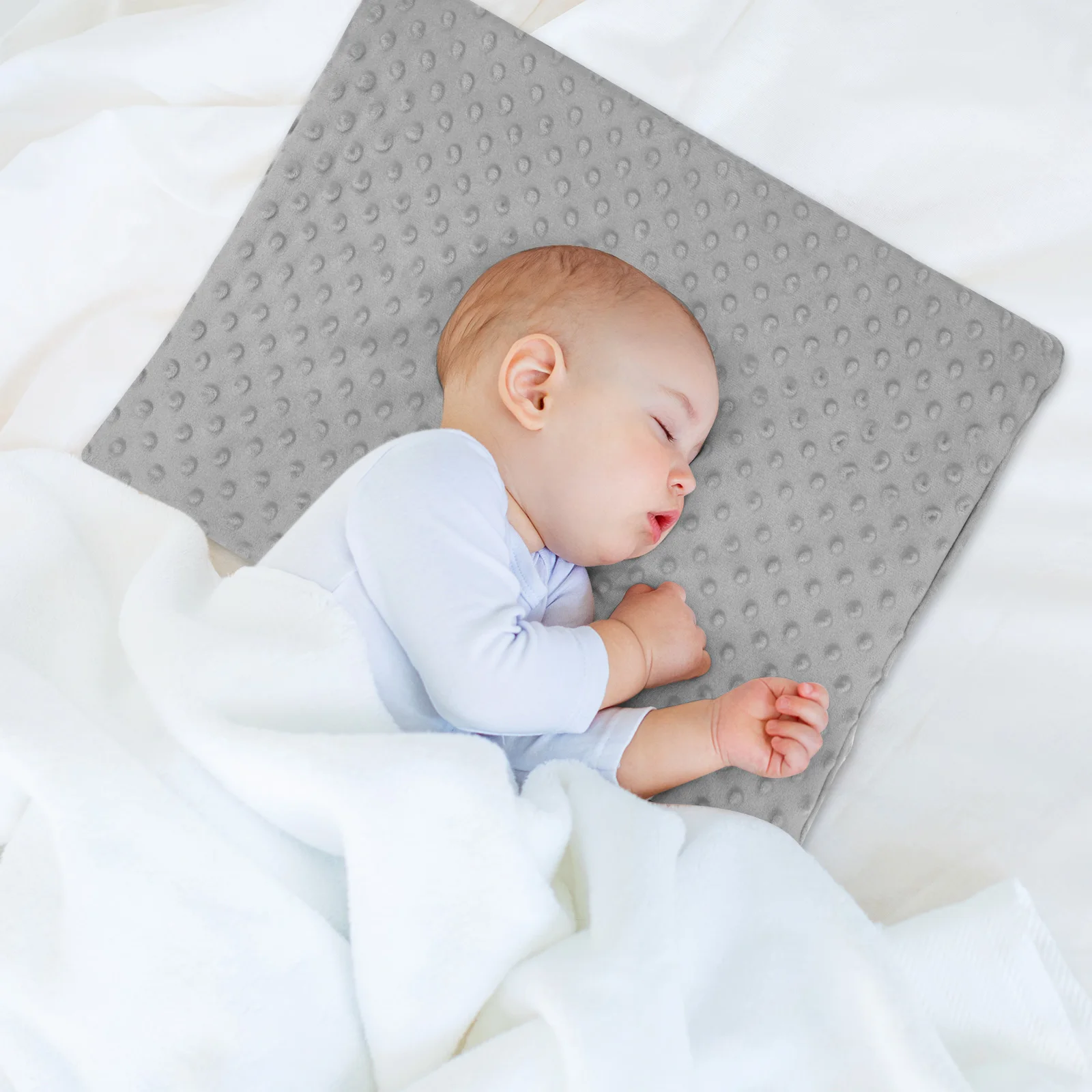 

s Anti spit Up Pillow Baby Crib Wedge Small Shape Gray Fabric Soft Incline Pillow for Sleeping NewbornBreastfeeding