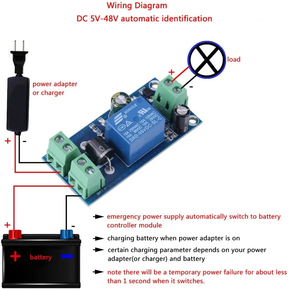 UPS Power-OFF Protection Module Emergency Cut-off Battery Control Board Auto Switching Module Power Supply DC 5V-48V 12V-48V