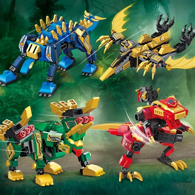 Realistic  Cool 2IN1 Jurassic Mechanical Indominus Rex Dinosaur World Model Mecha Building Blocks Bricks Children Boys Toy Gifts