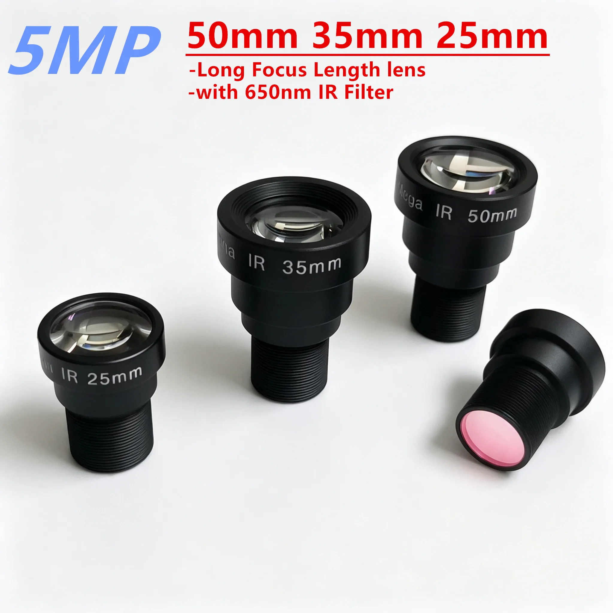 5MP 50mm 25mm 35mm 2/3 Inch M12 Long Focal Length CCTV Lens With 650nm IR Filter For AHD EKEN SJCAM Xiaomi Yi Gopro Sport Camera