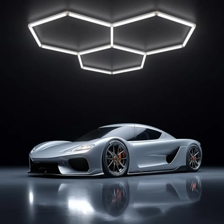 

Светодиодный потолочный светильник Hexagon Garage 98W 11700 люмен 6500K, ультраяркий, расширяемый, DIY-дизайн, идеально подходит для автомастерских и детейлинг-центров B