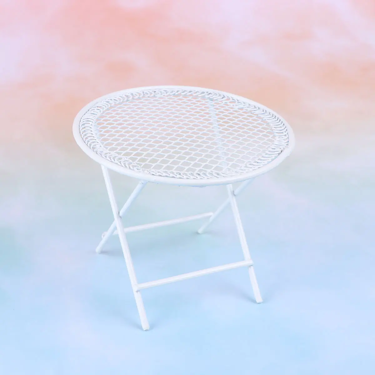 1Set Mini DIY 1:12 White Iron Table Chair Set Exquisite Outdoor Garden Furniture Household Ornament for Home Decor and Parent