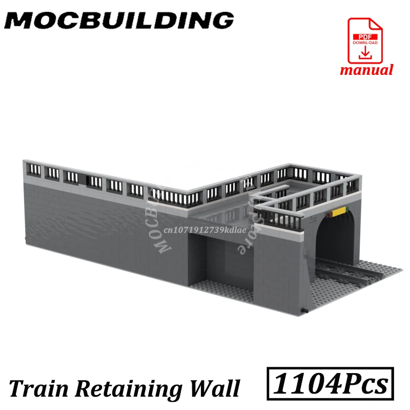 Modułowe schody do murów oporowych kolejowych, akcesoria kolejowe, klocki MOC, budowa, widok ulicy miasta, klocki, zabawki, prezent dla konstrukcjonistów