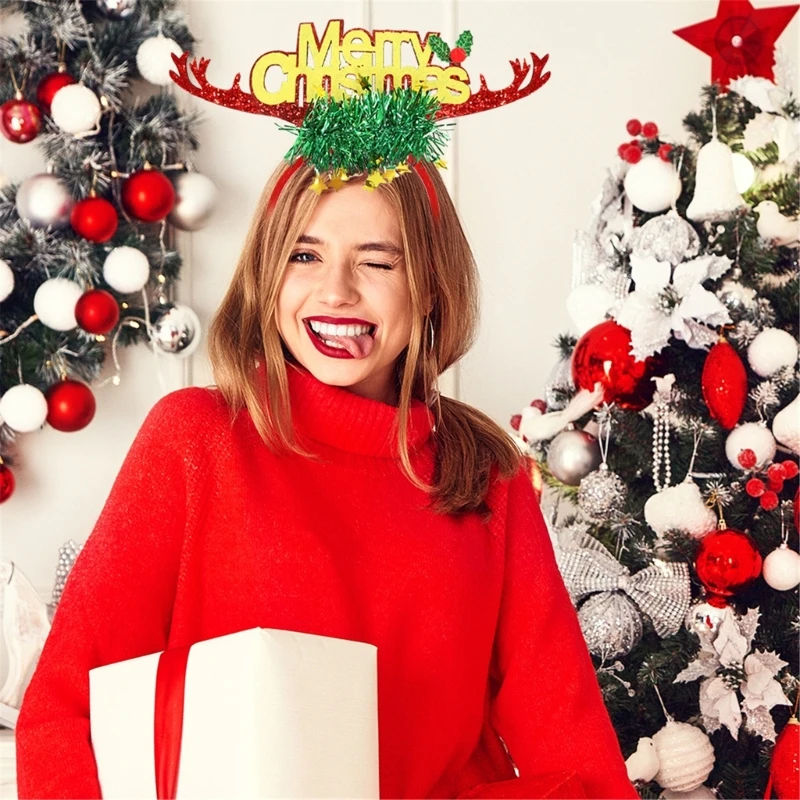 Light Up เทศกาลสำหรับเด็กผู้ใหญ่คริสต์มาส Reindeer Antlers Hairhoop ฉลองวันหยุด Headwear Party Dropshipping