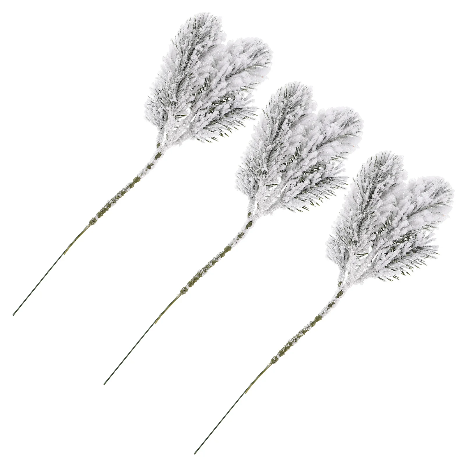 

3Pcs Artificial Cedar Tree Branches Snowy White Xmas Ornaments for DIY Crafts Winter Holiday Decorations Small Size