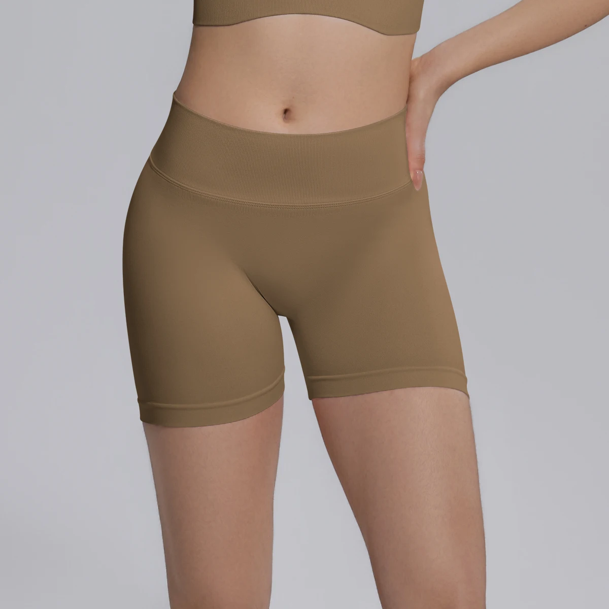 Fashion Breathable Solid Color Gym Yoga Shorts for Woman Seamless Knitted Peach Buttocks Leggings Fitness Running Yoga Shorts