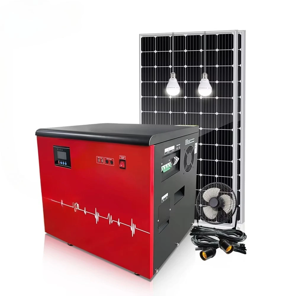 Portable 2KW 220V Offgrid Solar System All-in-One Standby Generator  Controller Rechargeable DC Bulb for Entire Home