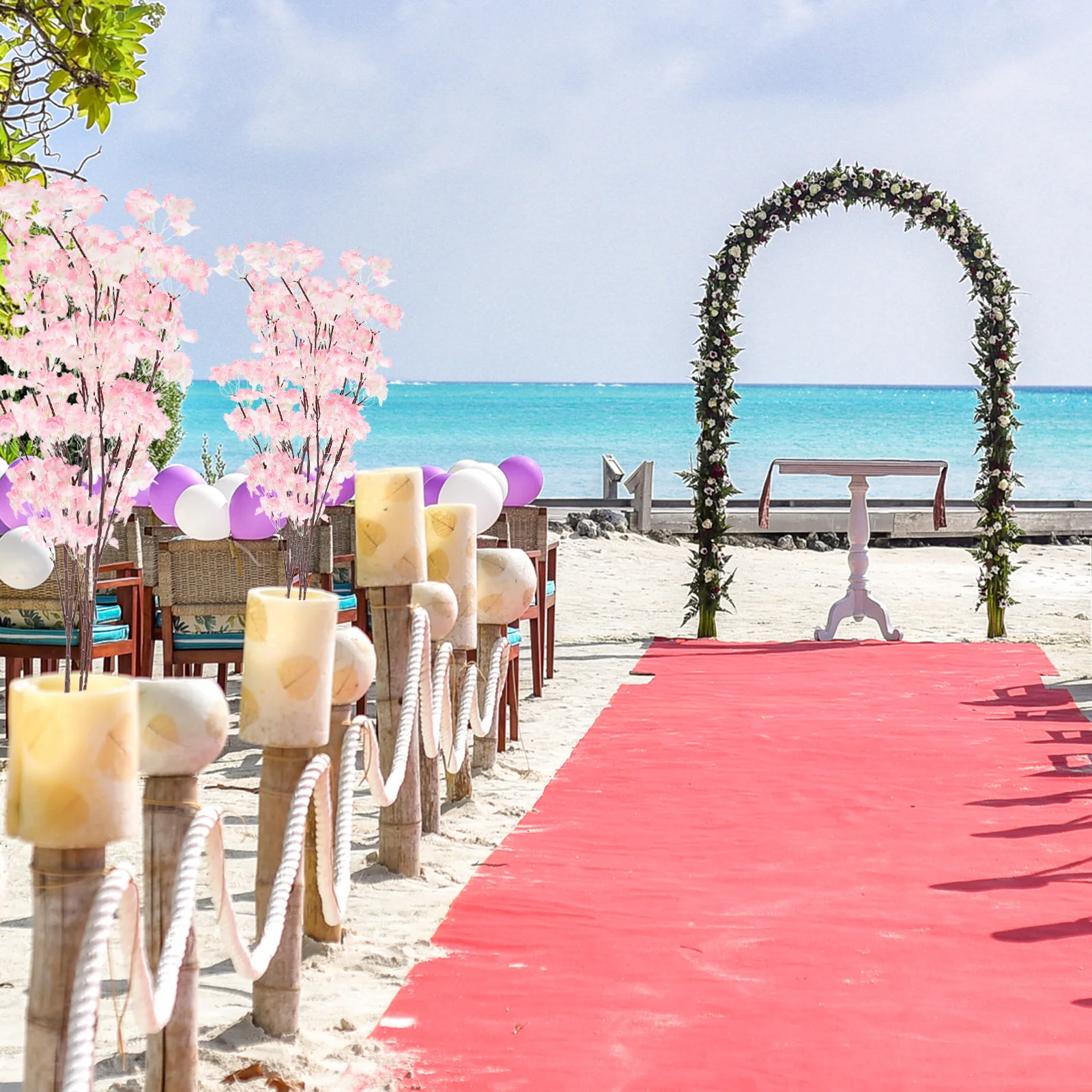 

4Pcs Artificial Cherry Blossoms Lifelike Faux Flower Stems Wedding Party Decoration DIY Bouquet Home Ornament Simulation Flowers