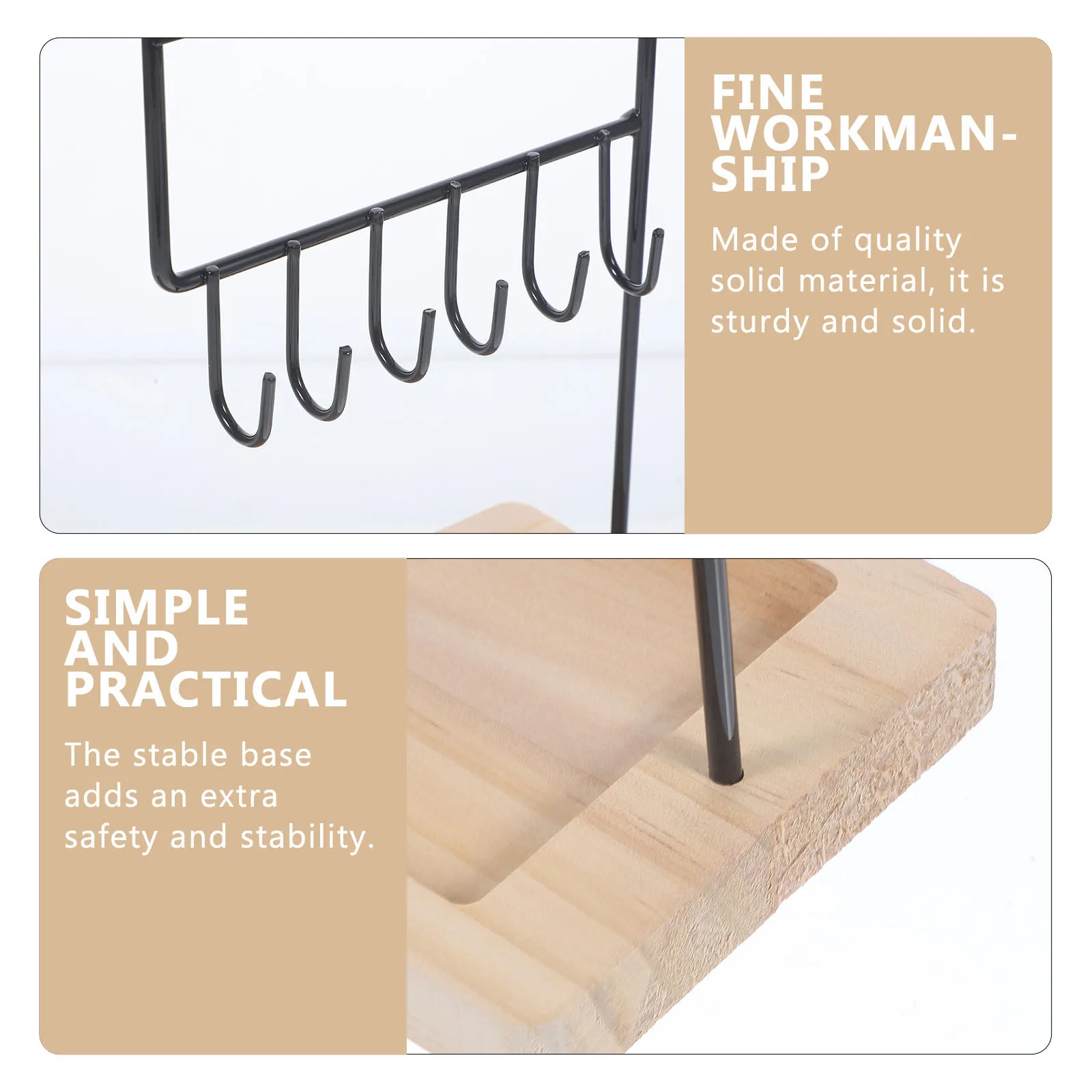 مجوهرات عرض موقف علبة خشبية حامل القرط رف الحديد قلادة سوار التخزين المنظم حامل ملحقات ديكور المنزل