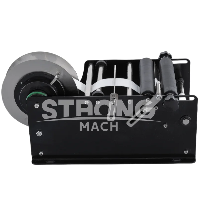 آلة وضع العلامات اليدوية للزجاجات المستديرة مقبض شريط ذاتي اللصق لحقيبة الكرتون فيلم احباط التعبئة والتغليف برميل شبه التلقائي