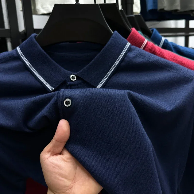 Men's Summer New Solid Color Short Sleeved POLO Tee Fashion Casual Breathable Short Sleeved T-shirt