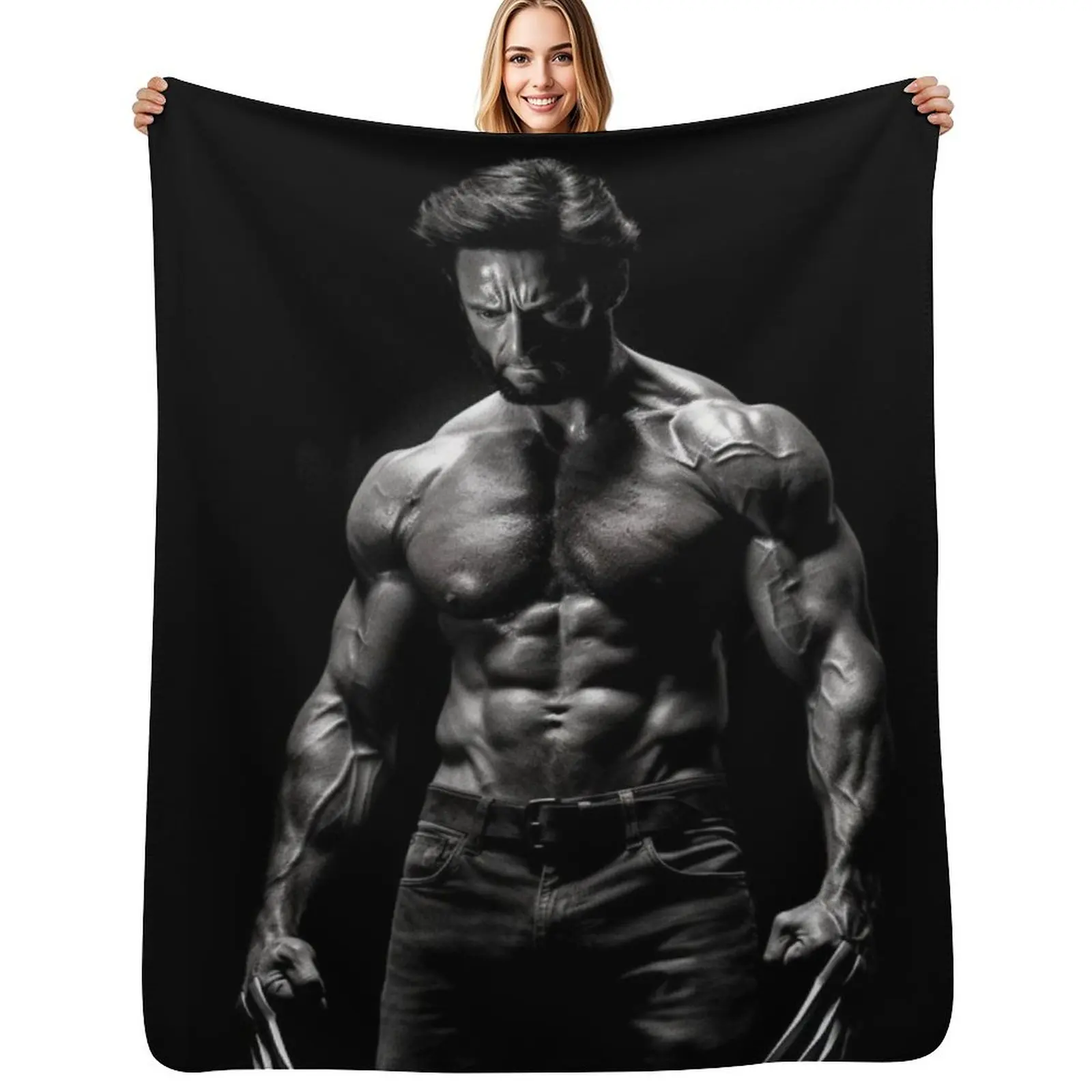 

Hugh jackman Throw Blanket Stain Resistant Cozy Warm Blanket