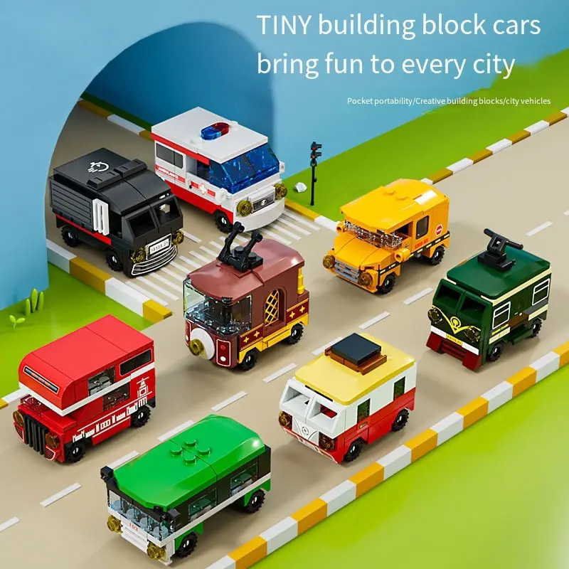 

Mini Tiny Building Blocks Car Toys - School Bus Small Brick Set, Educational Kids Puzzle Assembly Gift for Creative Play