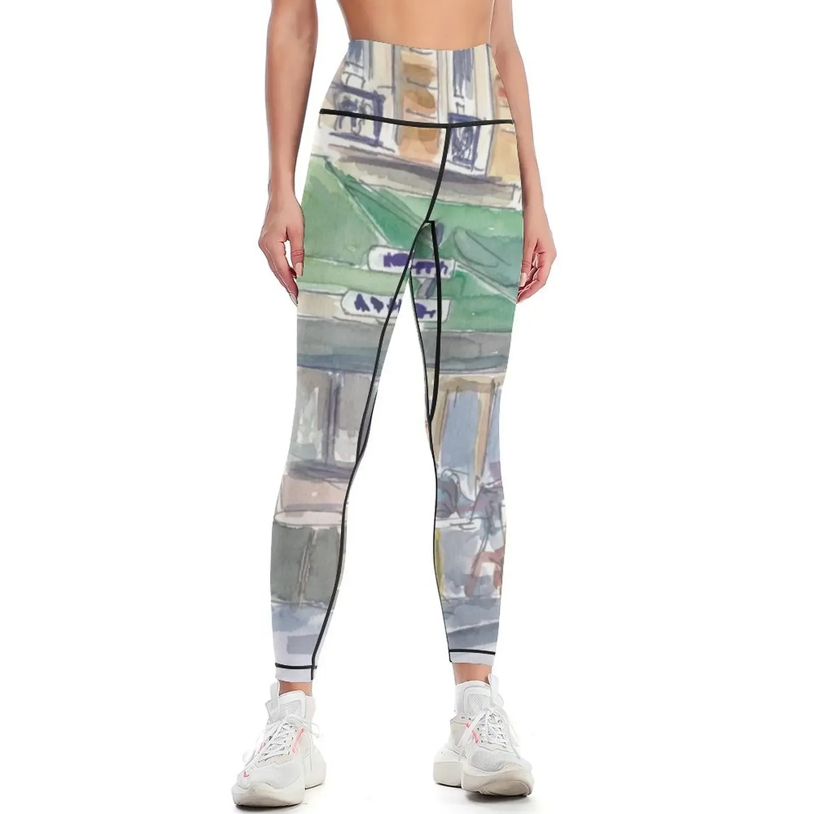 

Paris Street Scene Romantic Cafe Afternoon Leggings Fitness woman for fitness sports woman gym Womens Leggings