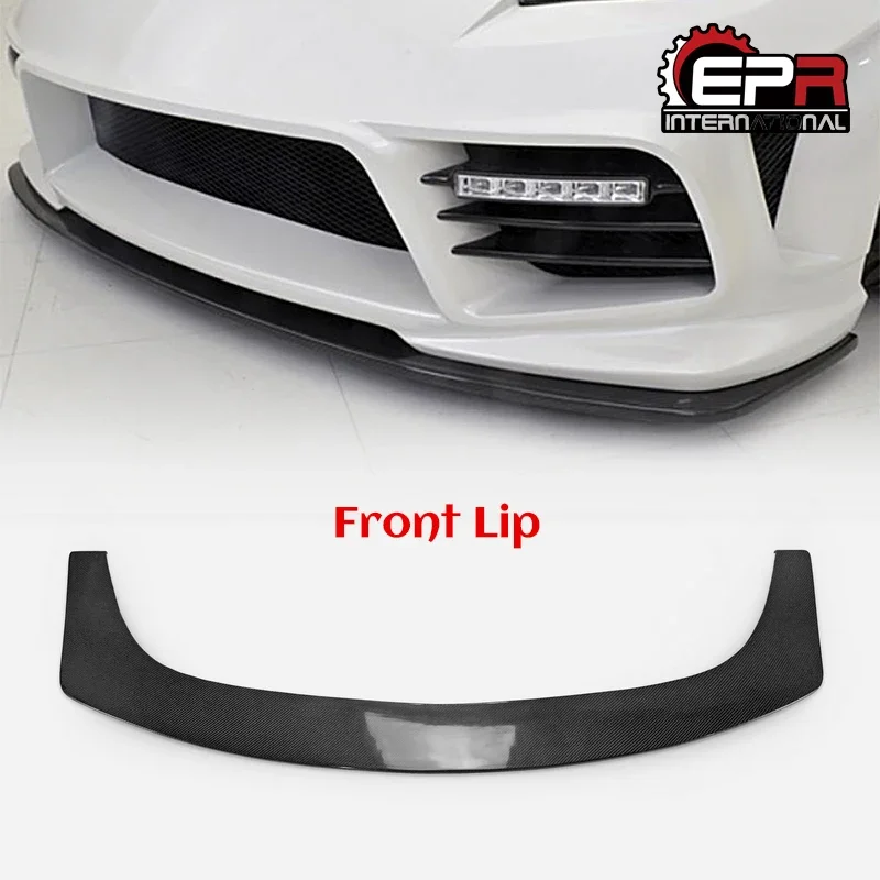 For Nissan 2009+ 370Z Z34 WBS Style Carbon Fiber Front Splitter Glossy Finish Bumper Lip Fibre Under Panel Trim Fit Car-styling