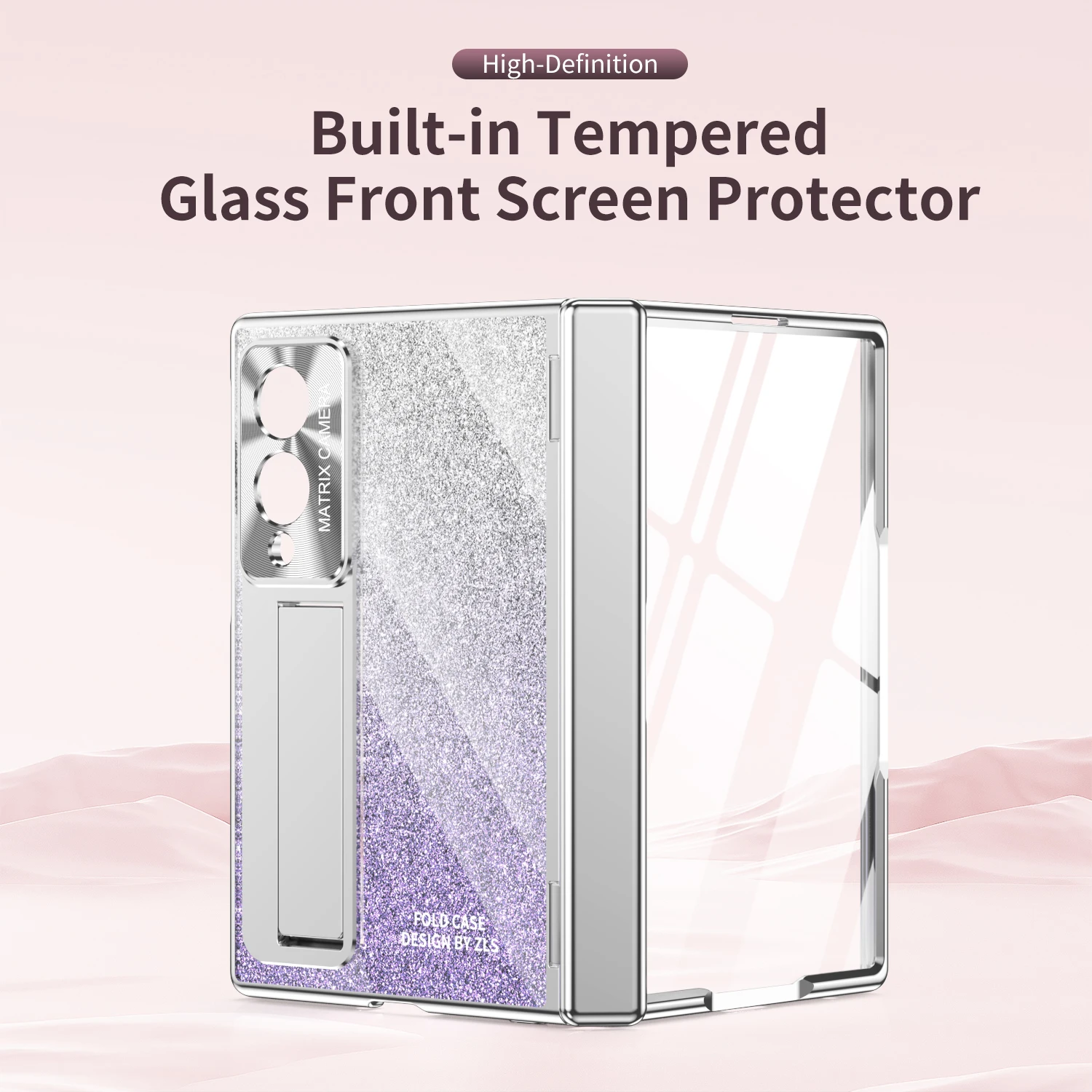 For Samsung Galaxy Z Fold 8 Ultra 8 Wide 7 Glitter Phone Case Front Protection Film PC Shell Protection Hinge Holder Back Cover