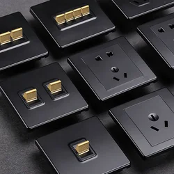 Retro Toggle Switch Gold Lever 1 2 3 4 Gang 2 Way Wall Light Switch PC Panel Wall Socket For Home