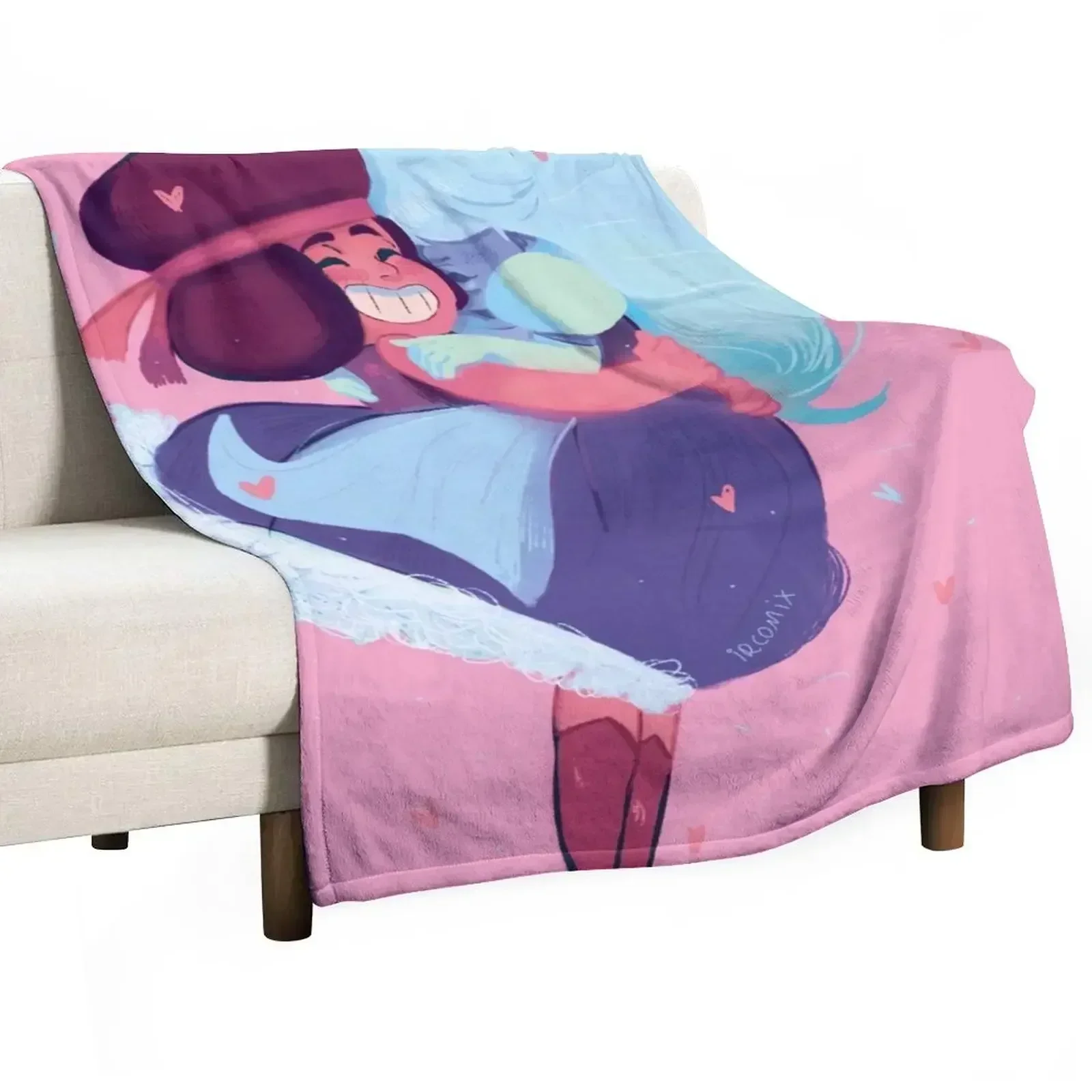 SU Ruby and Sapphire Throw Blanket Flannel Sofa Quilt Cute Plaid Flannels Travel Plaid on the sofa Blankets