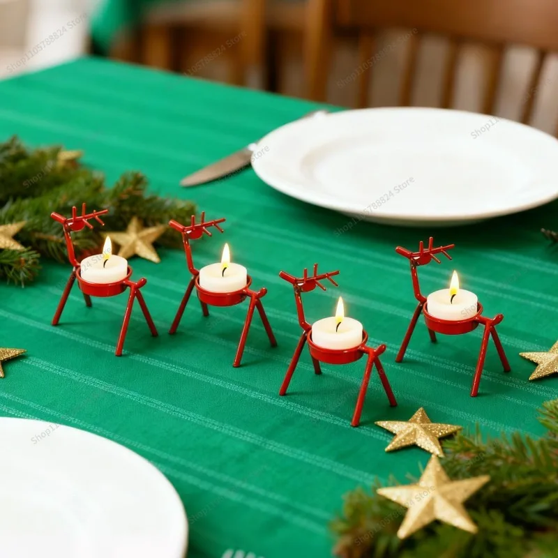 For Iron Metal Crafts Deer Candlestick Ornament Standing Family Table Table Birthday Party Atmosphere Decoration