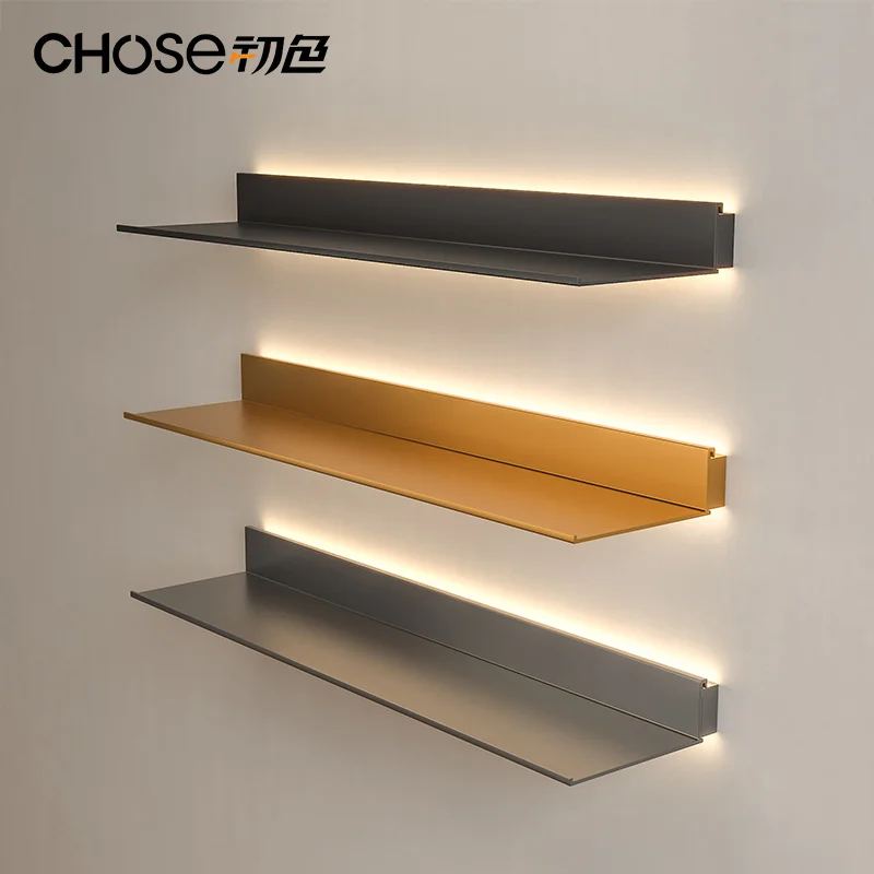 ‌LED Aluminum Shelf - Illuminated Display Rack, Floating Shelf for Trophy/Photo Showcase, Wall Mounted Organizer