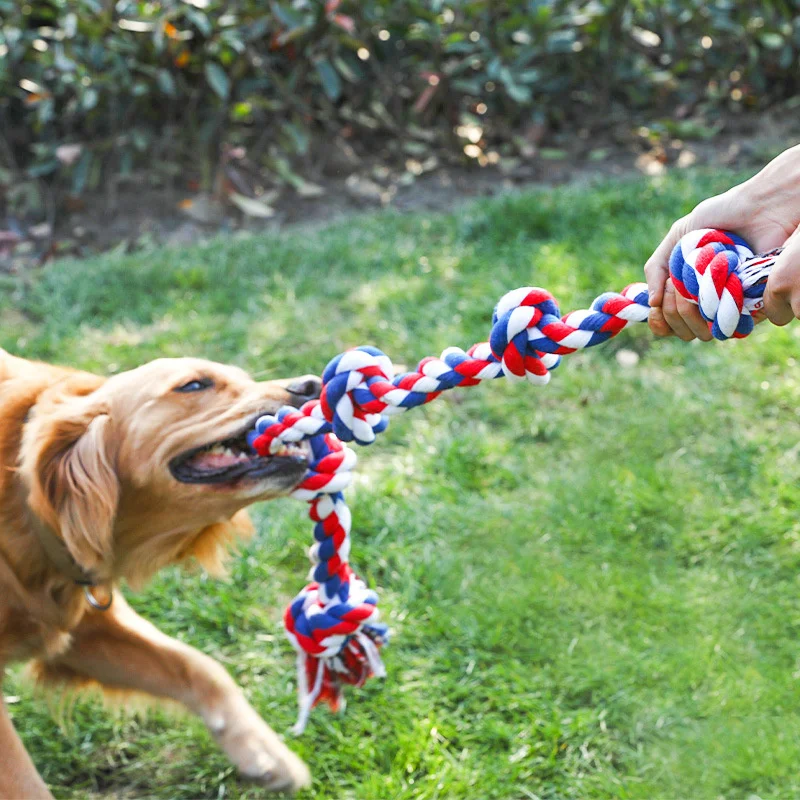 90cm Heavy Duty Rope Knot Big Dog Toys Bite Resistant Cotton Rope Indestructible Large Dog Toy Puppy Pet Tough Chewing Supplies