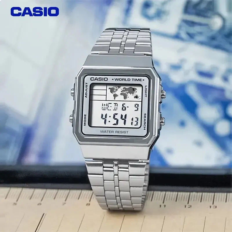 Casio Men A500WA Student Business Electronic Watch Retro Square Card Small Gold Silver Watch Waterproof Automatic Calendar