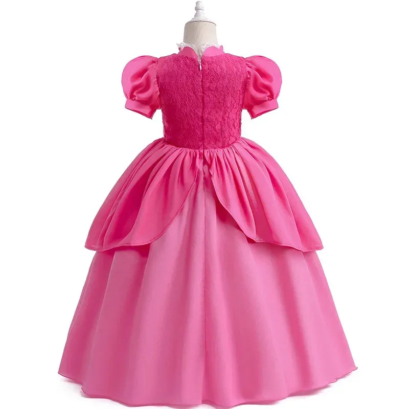 2024 pêssego pinkie torta princesa cosplay vestido menina traje festa de aniversário palco performace roupas crianças carnaval roupas extravagantes