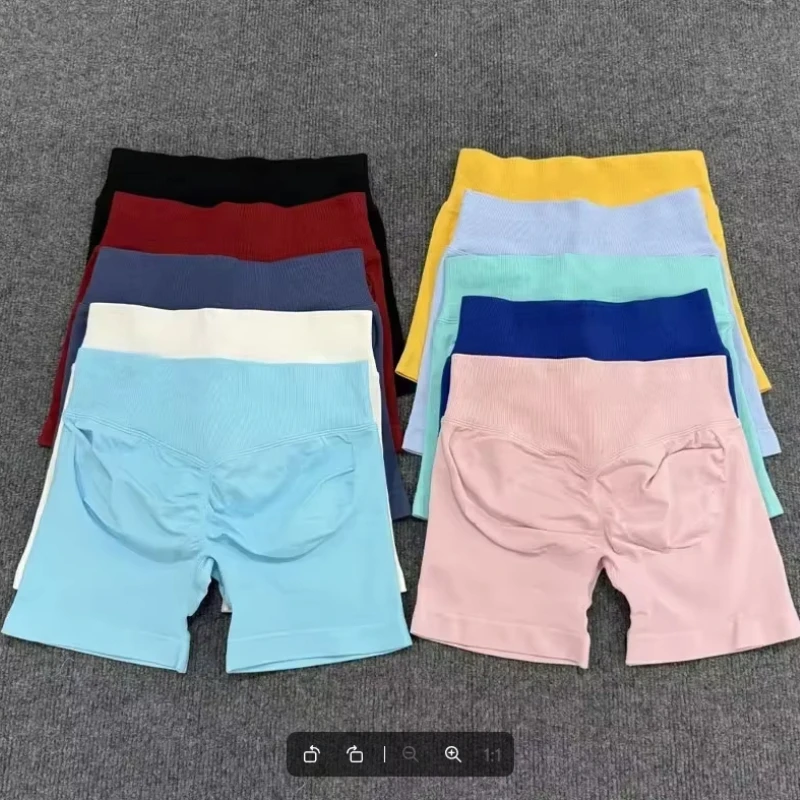 Women's hip lifting yoga shorts, low waist high stretch tight shorts, gym training and fitness slim fit shorts