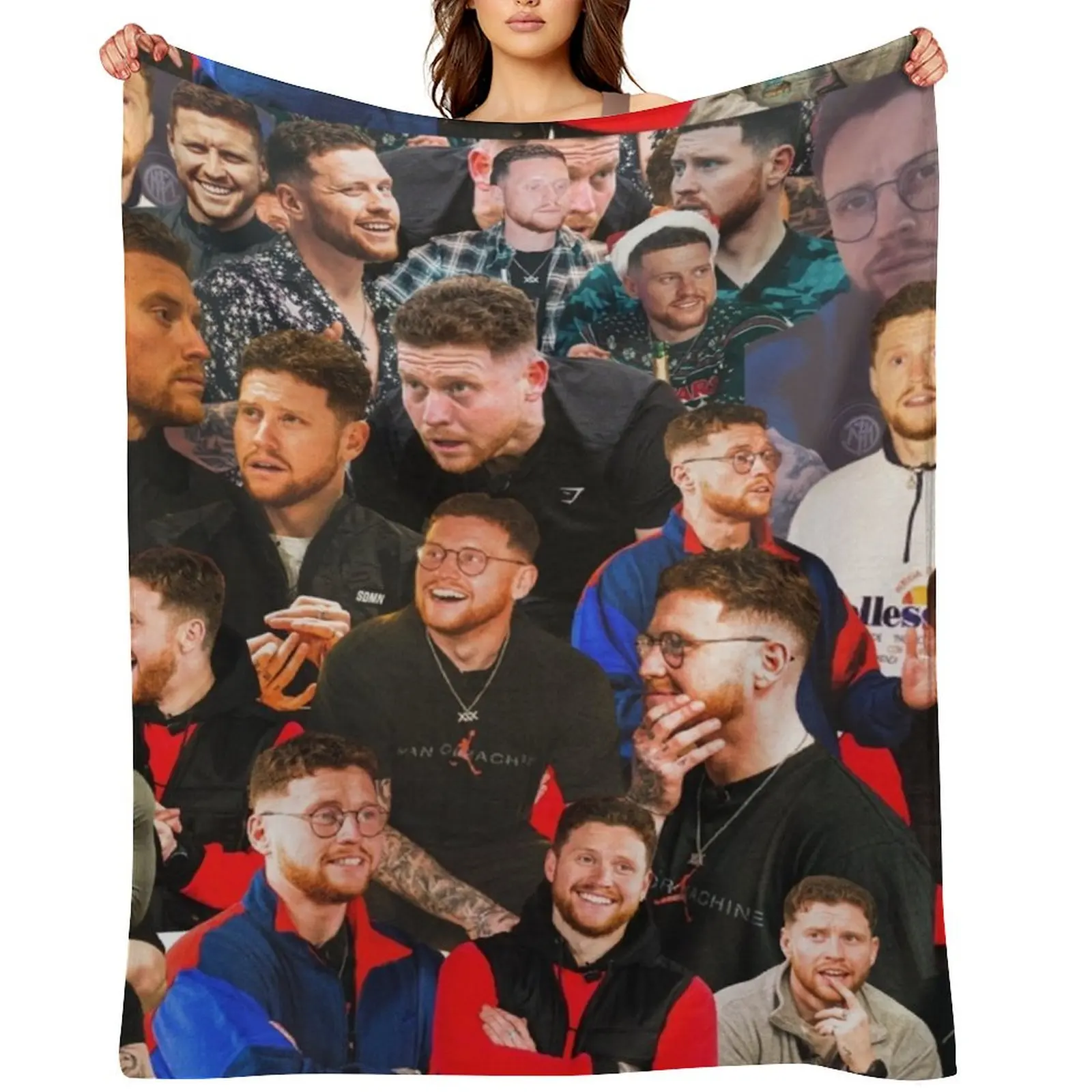 

behzinga photo collage Throw Blanket Hairy Cute Plaid Shaggy Blankets